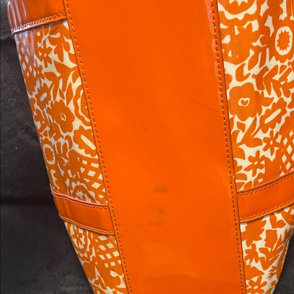Tory Burch Vibrant Orange Floral Tote - Picture 7 of 9